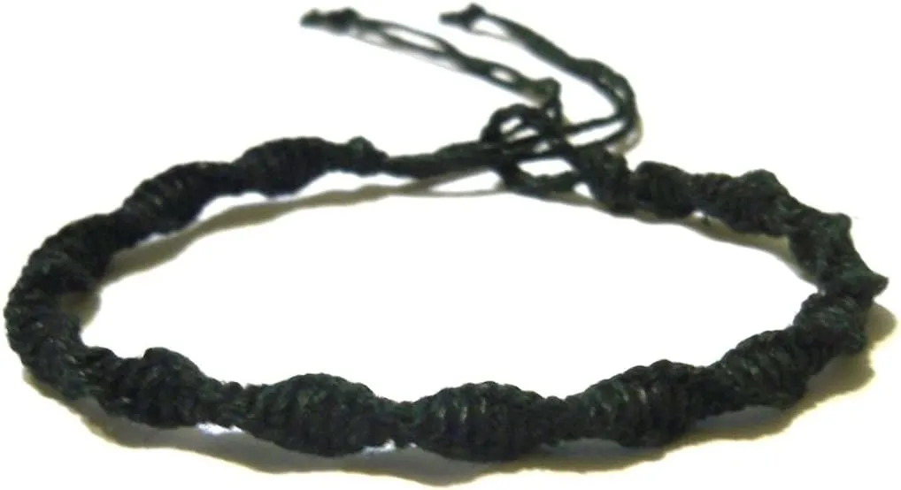 Black Anklet Bracelet Spiral Twisted Hemp - Hempnotic