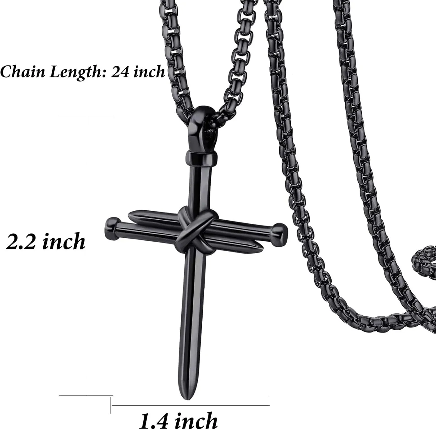 Black Cross Necklace for Men Boys Baptism Confirmation Christian Graduation Easter Valentine's Day Christmas Gifts
