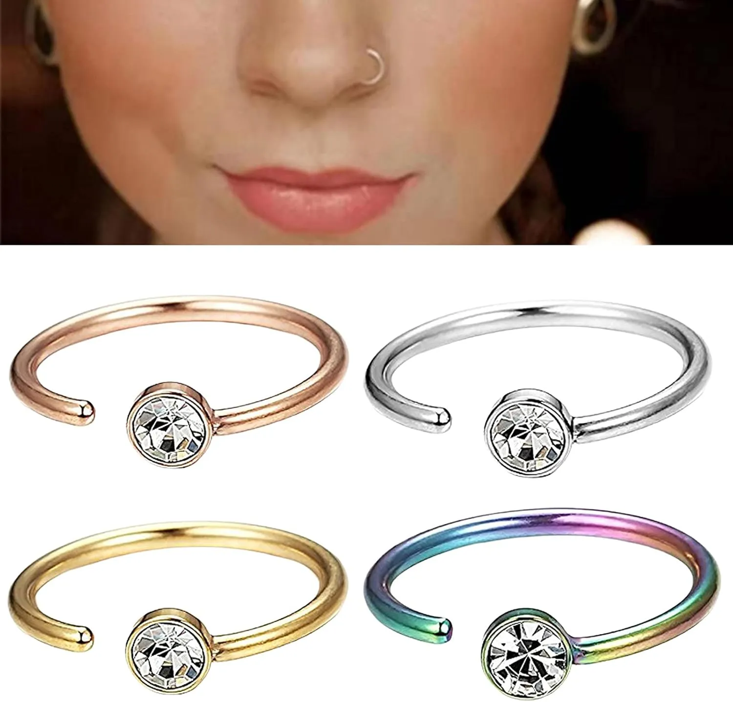 Bluelans Nose Ring Stylish Skin-friendly Multi Colors Non Piercing Nose Hoop for Party Valentine's Day/Mother's Day/Wedding/Anniversary/Party/Graduation/Christmas/Birthday Gifts