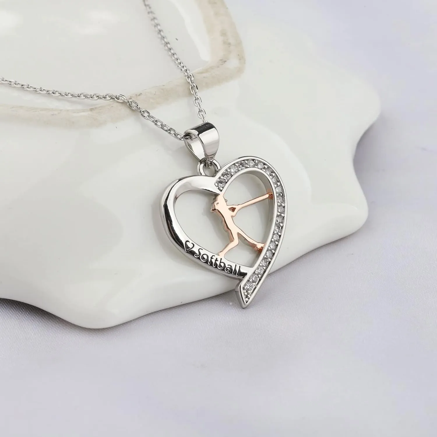 BNQL Girls Softball Necklace - Softball Charm Jewelry Gift for Players