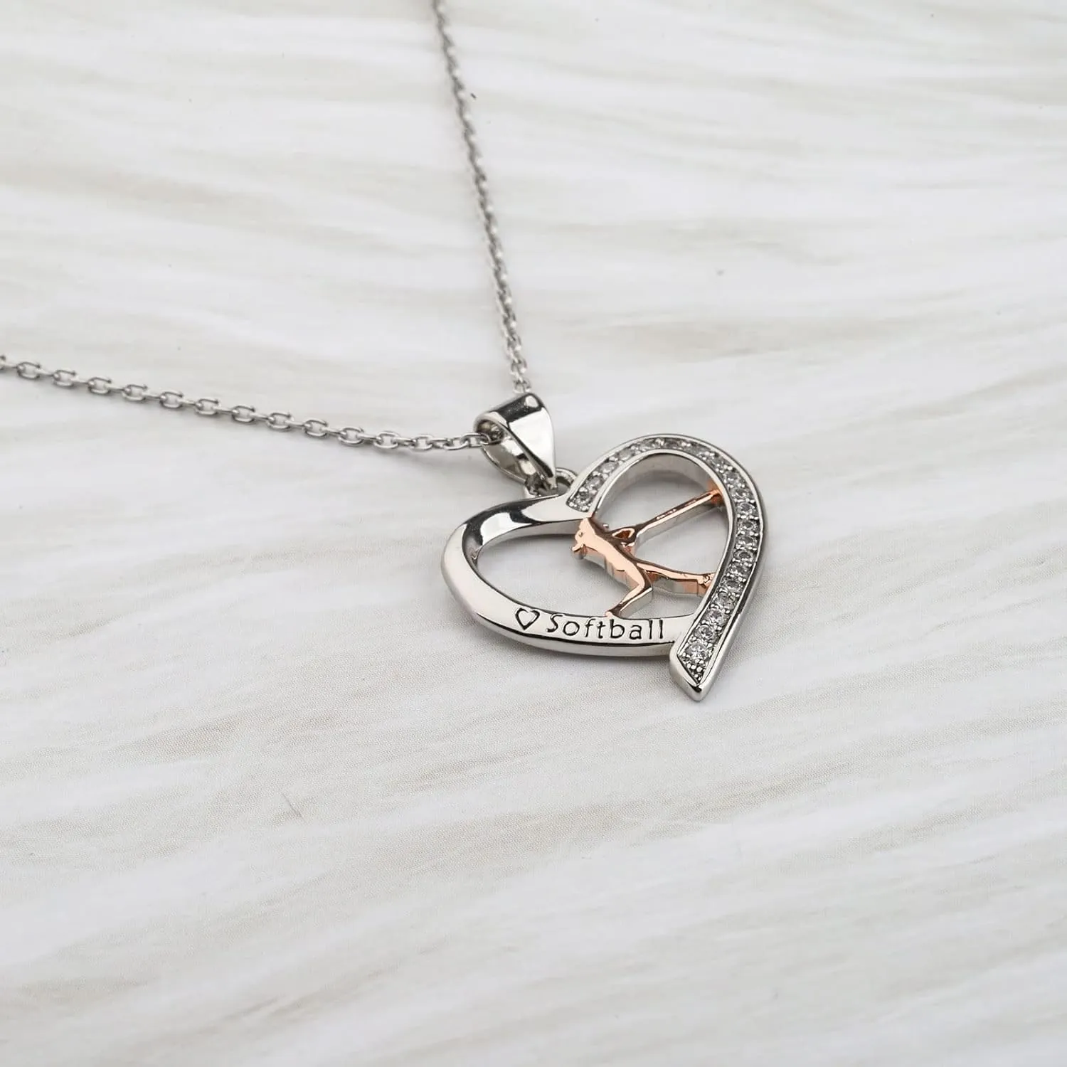 BNQL Girls Softball Necklace - Softball Charm Jewelry Gift for Players