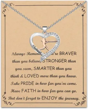 BNQL Girls Softball Necklace - Softball Charm Jewelry Gift for Players