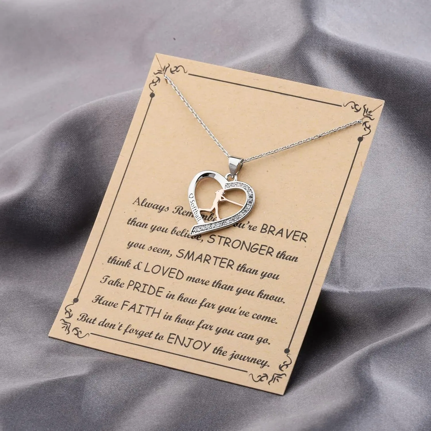BNQL Girls Softball Necklace - Softball Charm Jewelry Gift for Players