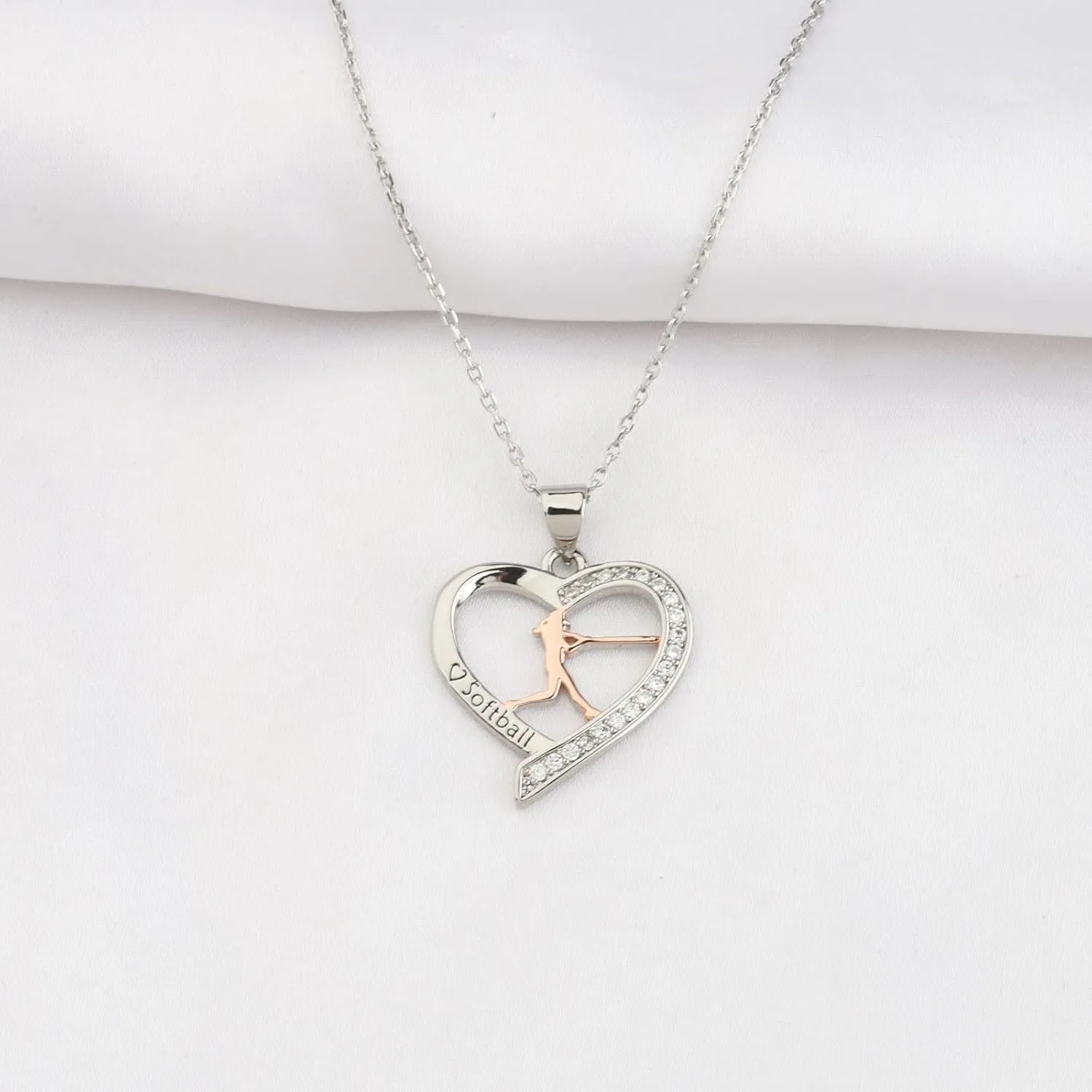 BNQL Girls Softball Necklace - Softball Charm Jewelry Gift for Players