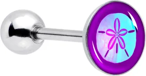 Body Candy 14G Women 316L Stainless Steel Purple Sand Dollar Mens Barbell Tongue Ring Body Piercing Jewelry 5/8