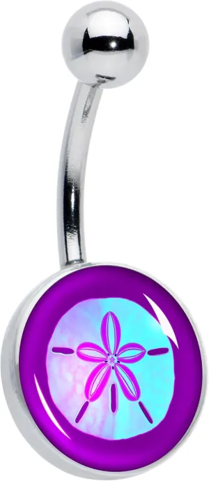 Body Candy Womens 14G 316L Stainless Steel Navel Ring Piercing Purple Nautical Sand Dollar Mens Belly Button Ring