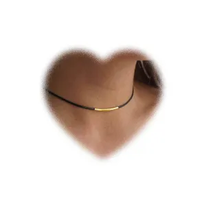 Bohemian Arc Bar Pendant Necklace Balance Tube Bar Necklace Black Leather Choker Necklace Black Rope Chain Necklace Jewelry for Women and Girls Gifts (Gold bar)