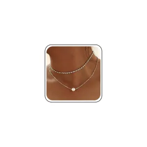 Bohemian Layered Tennis Chain Necklace Pearl Pendant Necklace Choker Vintage Crystal Choker Silver Pearl Clavicle Necklace Rhinestone Chain Necklace Jewelry for Women