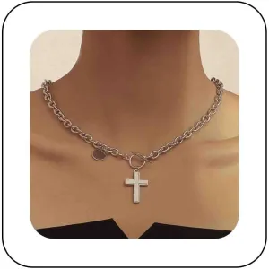 Boho Mother Of Pearl Cross Choker Necklace Faith Cross Pendant Necklace White Cross Necklace Toggle T Bar Chain Necklace Gold Disc Coin Drop Necklace Jewelry for Women