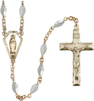 Bonyak Jewelry 14k Gold-Filled 5x7mm Imitation Mother of Pearl Miraculous Rosary