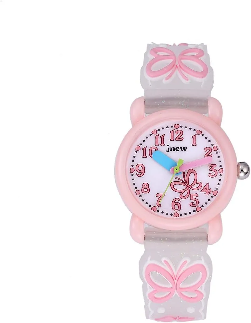 Boy's Girl's Watch,Kids 3D Cartoon Japanese Quartz Silicone Kids Watch, Age 3-10 Toys for 3-15 Year Old Boys Girls Birthday Present for Kids - Best Gifts (Butterfly Diamond White)
