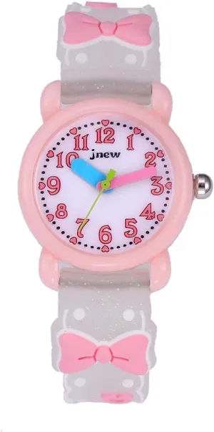 Boy's Girl's Watch,Kids Gift 3D Cartoon Japanese Quartz Silicone Kids Watch, Age 3-10 Toys for 3-15 Year Old Boys Girls Birthday Present for Kids - Best Gifts (Pink Tie)