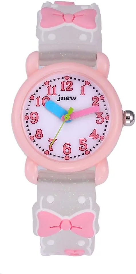 Boy's Girl's Watch,Kids Gift 3D Cartoon Japanese Quartz Silicone Kids Watch, Age 3-10 Toys for 3-15 Year Old Boys Girls Birthday Present for Kids - Best Gifts (Pink Tie)