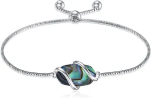 Bracelet for Women 925 Sterling Silver Dainty Simple Gemstone Link Bracelet Fine Jewelry Mothers Day Birthday Gifts for Mom Her (Fully Adjustable to 9 Inches)