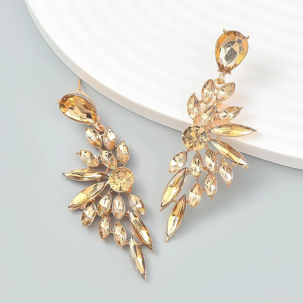 Bridal Chandelier Large Crystal Cluster Teardrop Dangle Earrings for Women, Rhinestone Statement Long Drop Wedding Prom Earrings Jewelry