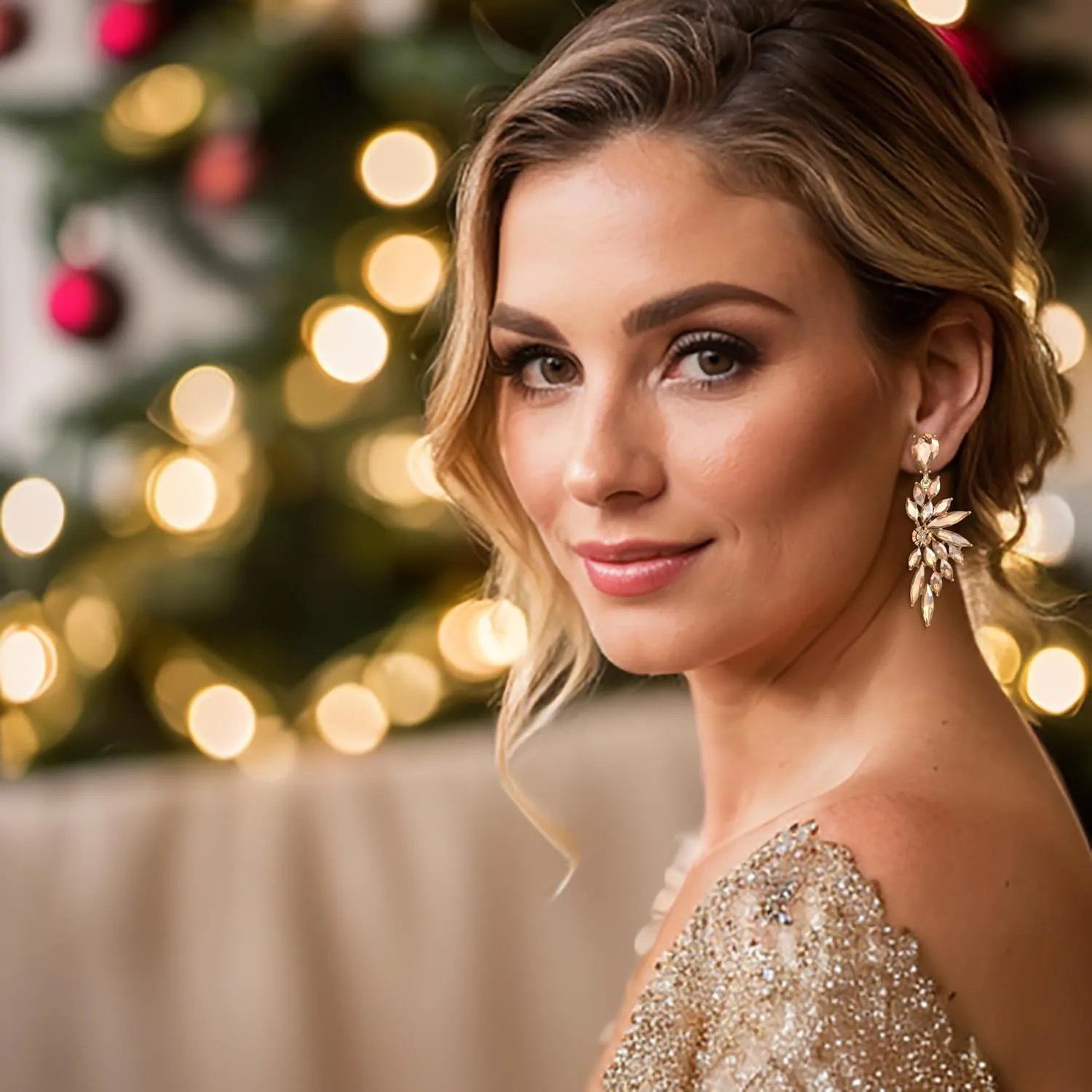 Bridal Chandelier Large Crystal Cluster Teardrop Dangle Earrings for Women, Rhinestone Statement Long Drop Wedding Prom Earrings Jewelry