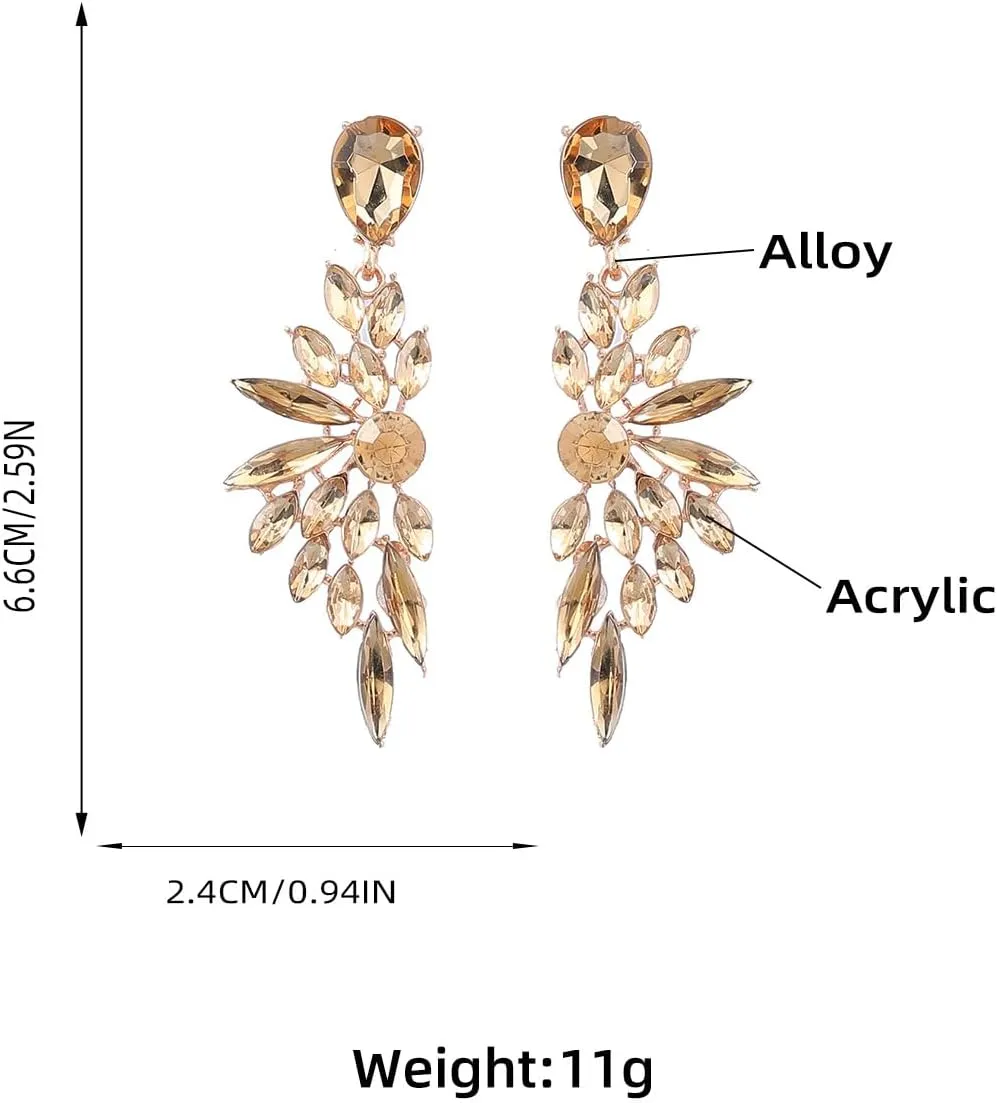 Bridal Chandelier Large Crystal Cluster Teardrop Dangle Earrings for Women, Rhinestone Statement Long Drop Wedding Prom Earrings Jewelry