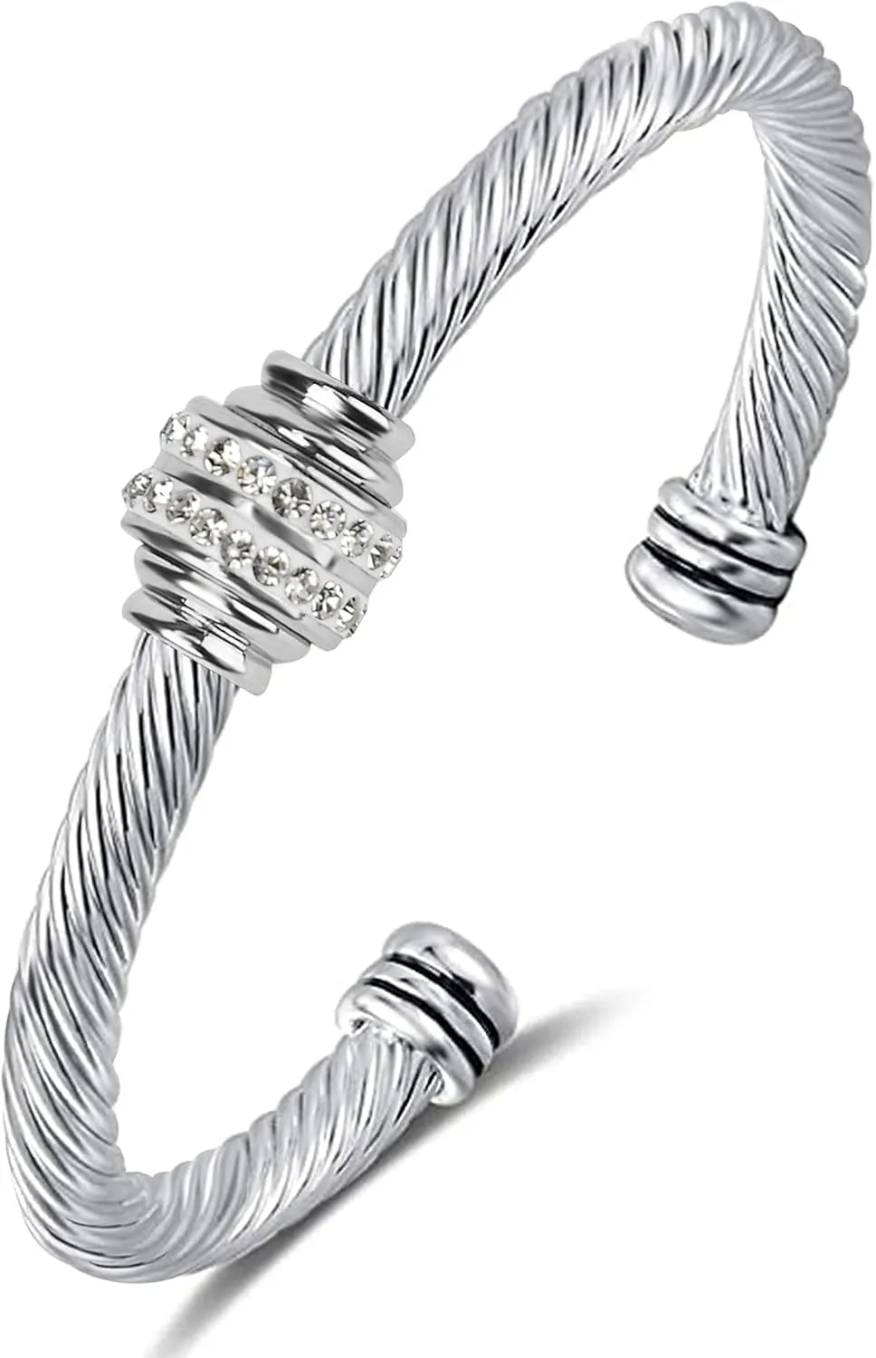 Cable Bracelet Two Tone Stainless Steel Retro Twisted Wire Bangle Bracelet, Adjustable Cuff Bangle Bracelet, Suitable, Mother, Wife, Valentine's Day Gift