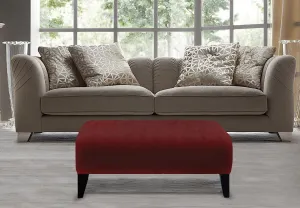 Canadian made Ottoman in Velvet Fabric and Wooden Legs