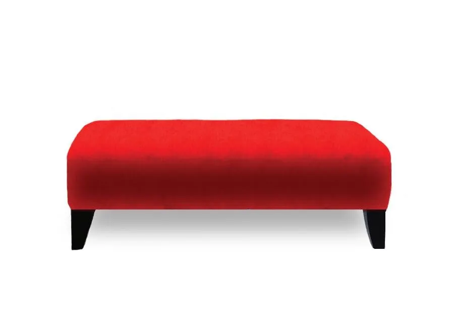 Canadian made Ottoman in Velvet Fabric and Wooden Legs