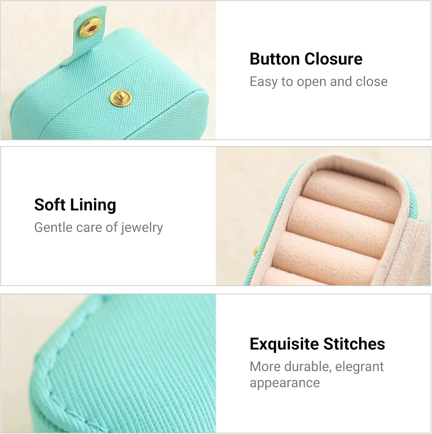 CASEGRACE Small Jewelry Ring Box Mini Travel Jewelry Case Portable Ring Storage Case for Rings Earrings, Gifts for Women, Blue