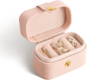 CASEGRACE Small Jewelry Ring Box Mini Travel Jewelry Case Portable Ring Storage Case for Rings Earrings, Gifts for Women, Pink