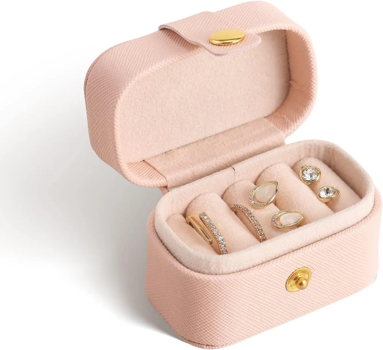 CASEGRACE Small Jewelry Ring Box Mini Travel Jewelry Case Portable Ring Storage Case for Rings Earrings, Gifts for Women, Pink