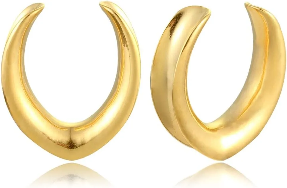 Casvort 2 PCS Hypoallergenic 316 Stainless Steel 0G-1" Valar Saddle Hangers Plugs Elegant Abalone Saddle Gauges Ear Plugs Expander Stretcher Ear Tunnels Body Piercing Jewelry