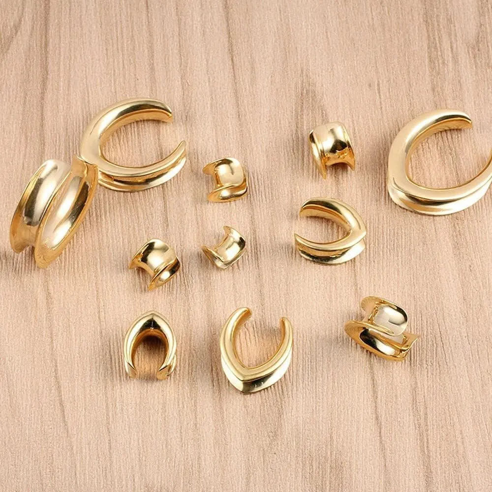 Casvort 2 PCS Hypoallergenic 316 Stainless Steel 0G-1" Valar Saddle Hangers Plugs Elegant Abalone Saddle Gauges Ear Plugs Expander Stretcher Ear Tunnels Body Piercing Jewelry