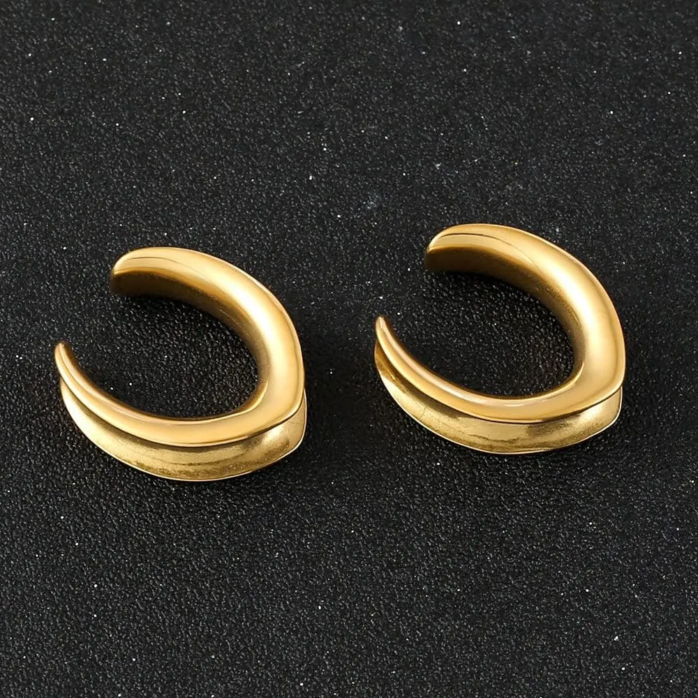 Casvort 2 PCS Hypoallergenic 316 Stainless Steel 0G-1" Valar Saddle Hangers Plugs Elegant Abalone Saddle Gauges Ear Plugs Expander Stretcher Ear Tunnels Body Piercing Jewelry