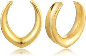 Casvort 2 PCS Hypoallergenic 316 Stainless Steel 0G-1" Valar Saddle Hangers Plugs Elegant Abalone Saddle Gauges Ear Plugs Expander Stretcher Ear Tunnels Body Piercing Jewelry