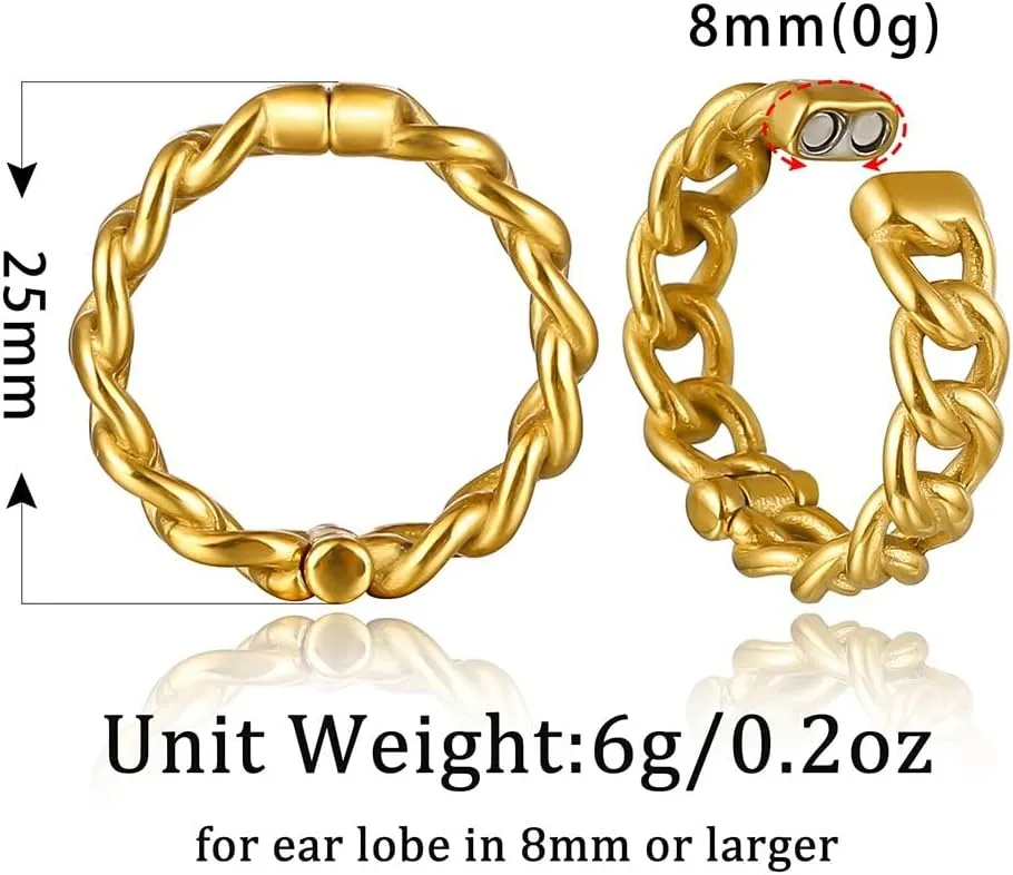Casvort 2 PCS Womens Anti-allergic Elegant Hoop Ear Hangers Weights 316 Stainless Steel Ear Plugs Body Jewelry Piercing Dangle Gauges Tunnles 6g/2g/0g/00g