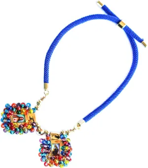 Catholic Scapular Bracelet Handmade Multicolor Crystal Stone Embroidered Wristband of Sacred Heart of Jesus & Holy Virgin of Carmen 2cm x 2cm by Zaraleas