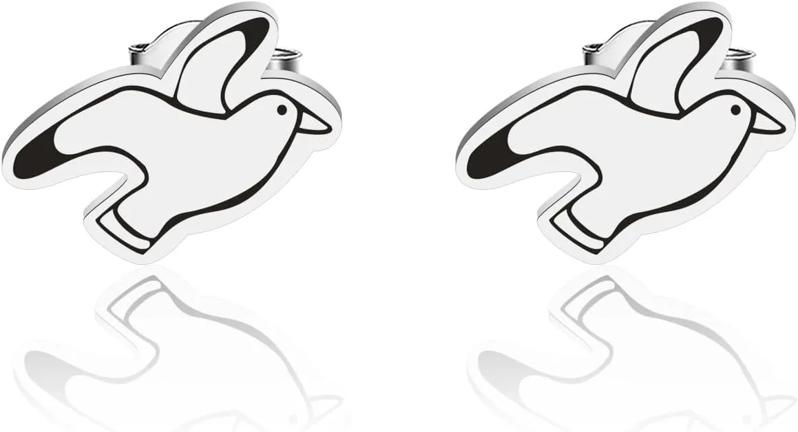 CENWA Tiny Seagull Bird Stud Earrings Nautical Seagulls Studs Wild Birds Jewelry