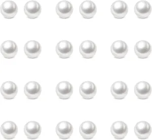 Charisma 6mm Composite Pearl Earrings Round Ball Pearls Stud Earrings Hypoallergenic 12 Pairs Imitation Pearl Earrings Set for Women