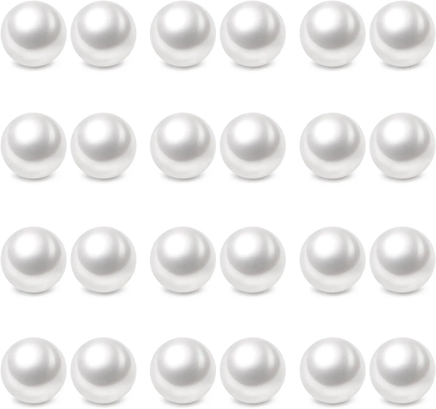 Charisma 8mm Composite Pearl Earrings Round Ball Pearls Stud Earrings Hypoallergenic 12 Pairs Imitation Pearl Earrings Set for Women