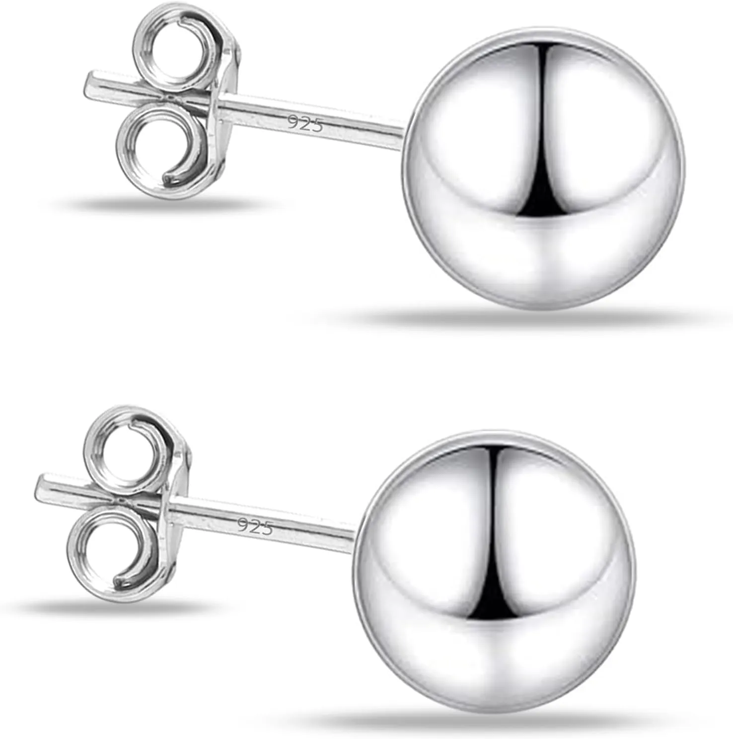 Charmsy 925 Sterling Silver Ball Post Stud Earrings for Women | Round Hammered Lightweight Disco Classic Ball Stud Earring for Women Teen | Sizes 3mm-11mm