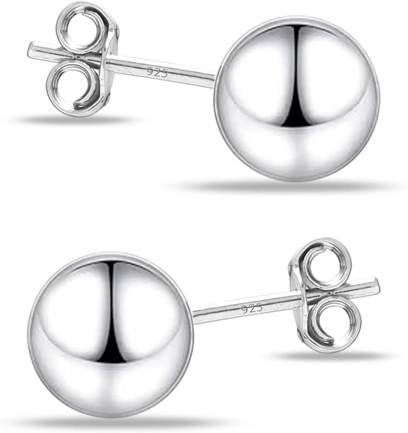 Charmsy 925 Sterling Silver Ball Post Stud Earrings for Women | Round Hammered Lightweight Disco Classic Ball Stud Earring for Women Teen | Sizes 3mm-11mm