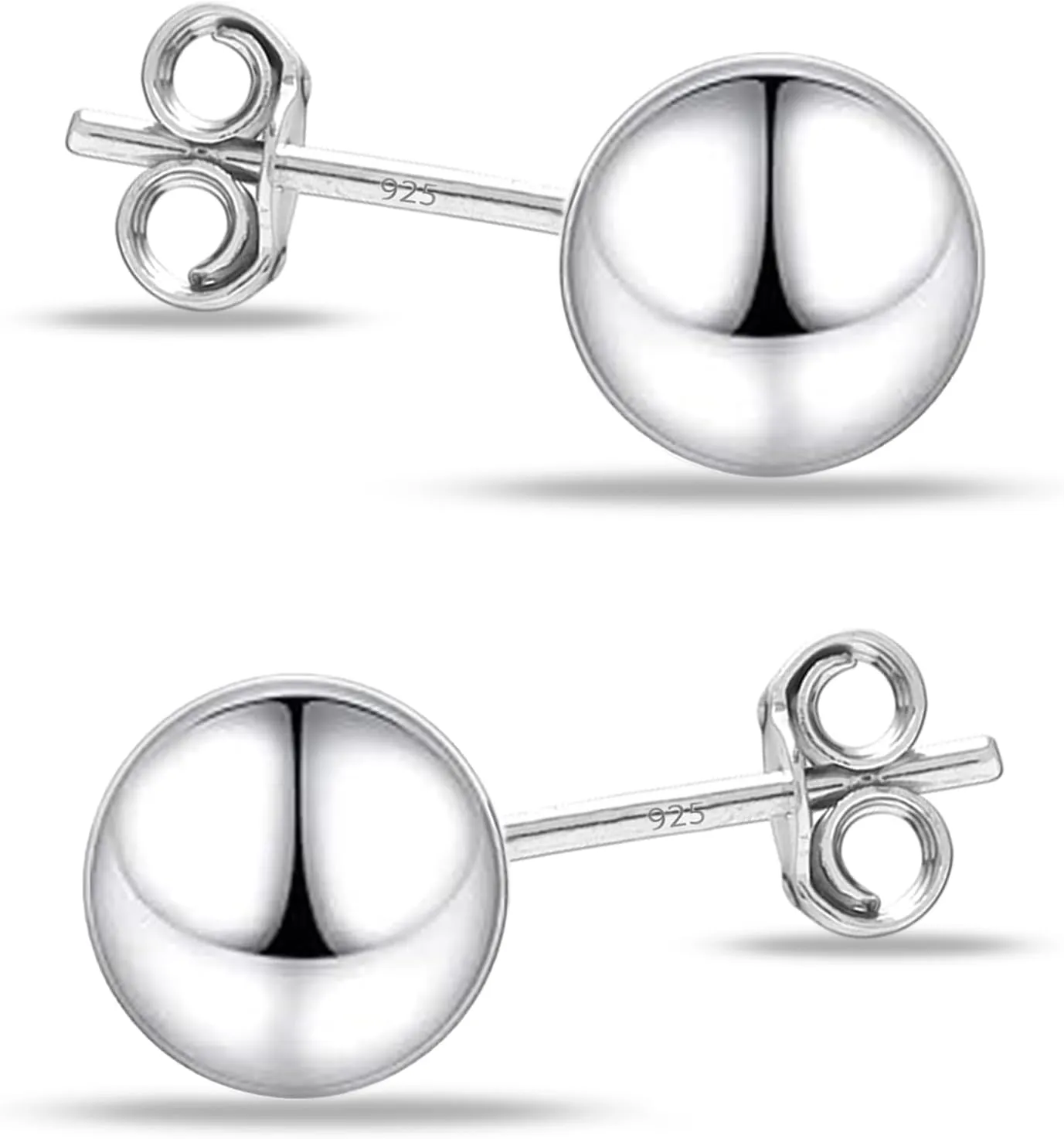 Charmsy 925 Sterling Silver Ball Post Stud Earrings for Women | Round Hammered Lightweight Disco Classic Ball Stud Earring for Women Teen | Sizes 3mm-11mm