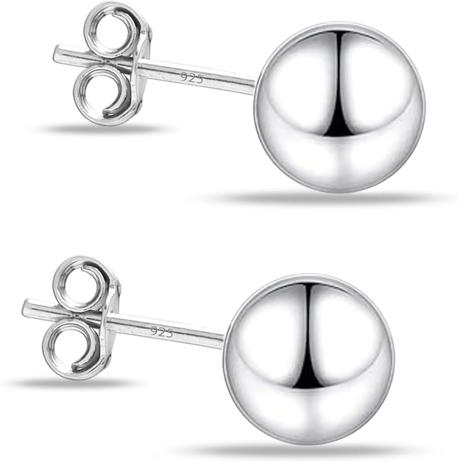 Charmsy 925 Sterling Silver Ball Post Stud Earrings for Women | Round Hammered Lightweight Disco Classic Ball Stud Earring for Women Teen | Sizes 3mm-11mm