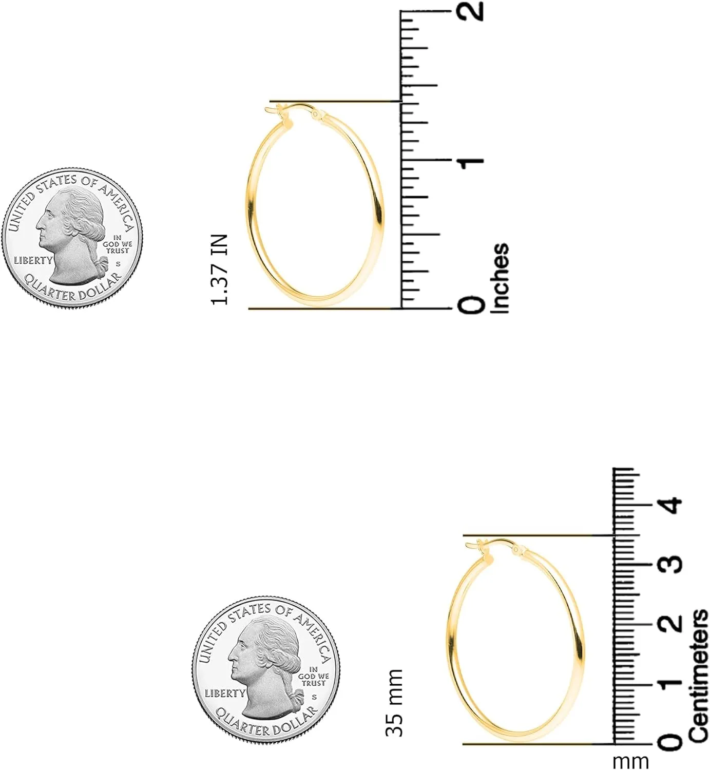 Charmsy 925 Sterling Silver Hoop Earrings for Women | 14K Gold-Plated Lightweight Italian 2.5MM Thick Round Classic Minimalist Earring Hoops | Size 15/20/25/30/35/40MM