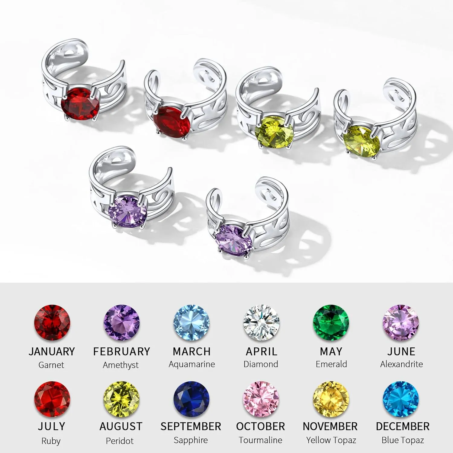 ChicSilver Ear Cuffs 925 Sterling Silver Created Birthstone Celtic Knot Ear Cuff Earrings Non Piercing Cartilage Cuffs Ear Conch Clip on Earrings for Women Hypoallergenic