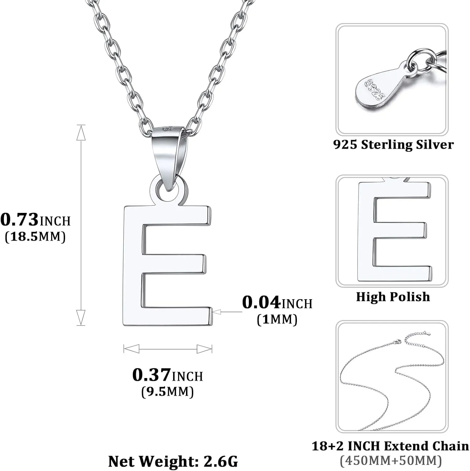 ChicSilver Initial Necklace 925 Sterling Silver Dainty Small Letter Pendant Personalized 26 Alphabet Necklace for Women, 18 Inch Chain (with Gift Box)