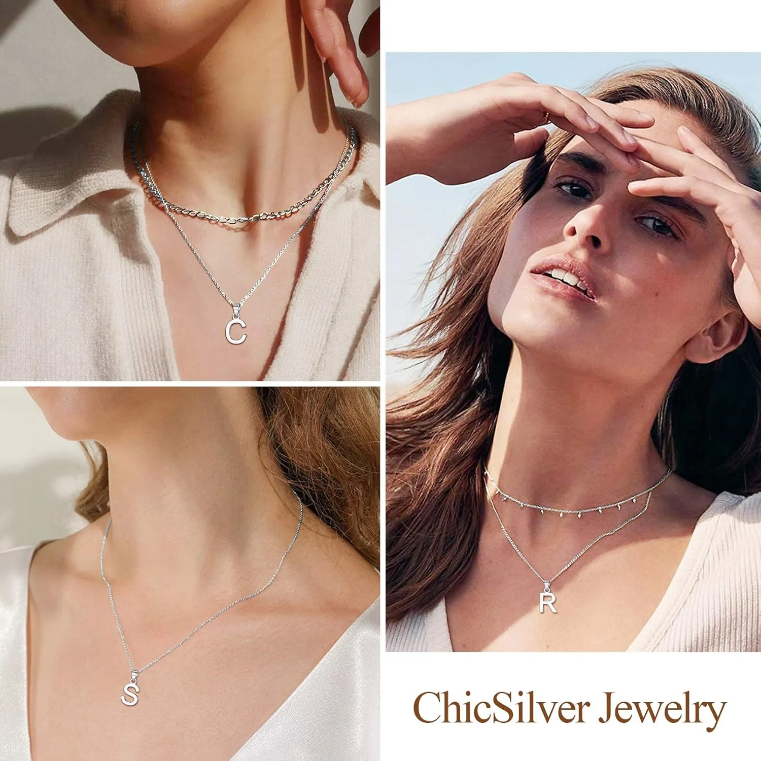 ChicSilver Initial Necklace 925 Sterling Silver Dainty Small Letter Pendant Personalized 26 Alphabet Necklace for Women, 18 Inch Chain (with Gift Box)
