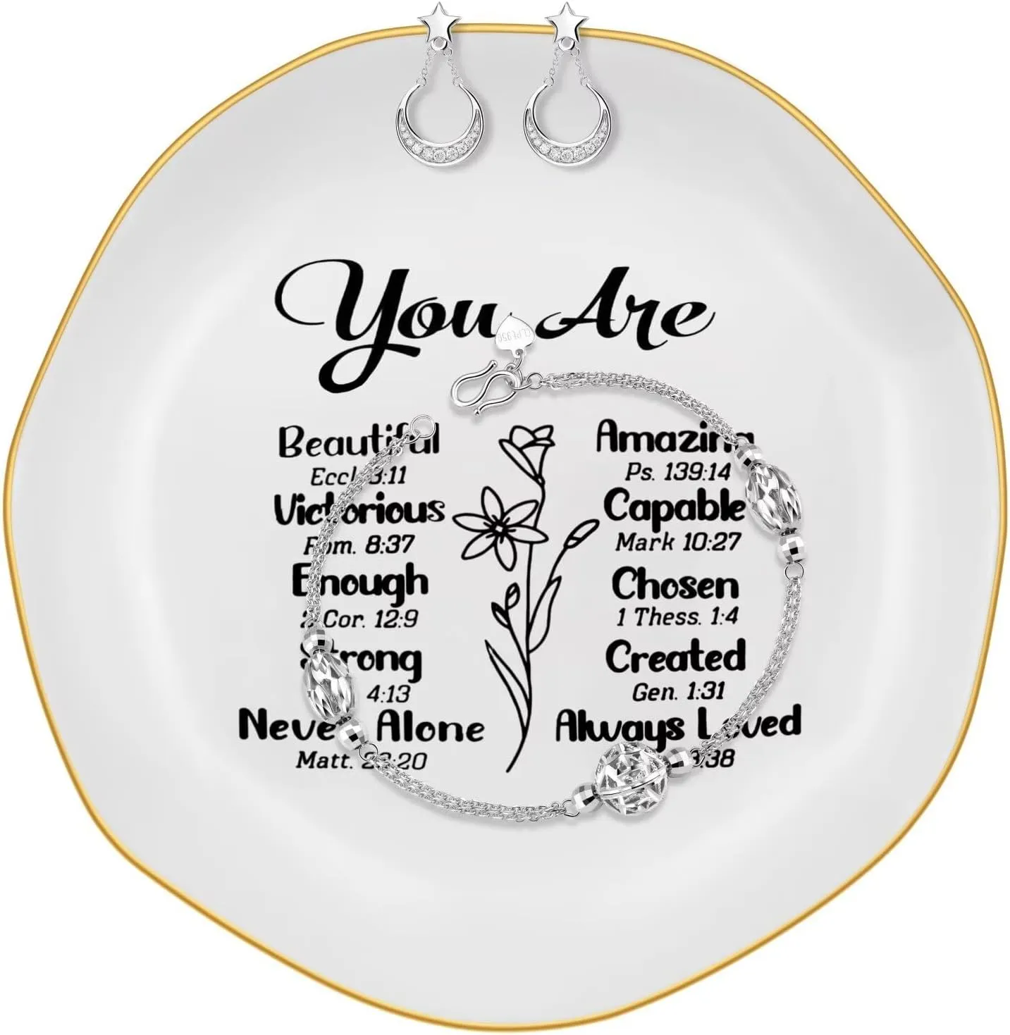 Christian Gifts for Women Trinket Jewelry Dish, Faith Religious Catholic Gifts for Women, Bible Verse Spiritual Birthday Gifts for Women, Gift for Mothers Day Christmas, Thanksgiving