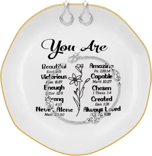 Christian Gifts for Women Trinket Jewelry Dish, Faith Religious Catholic Gifts for Women, Bible Verse Spiritual Birthday Gifts for Women, Gift for Mothers Day Christmas, Thanksgiving