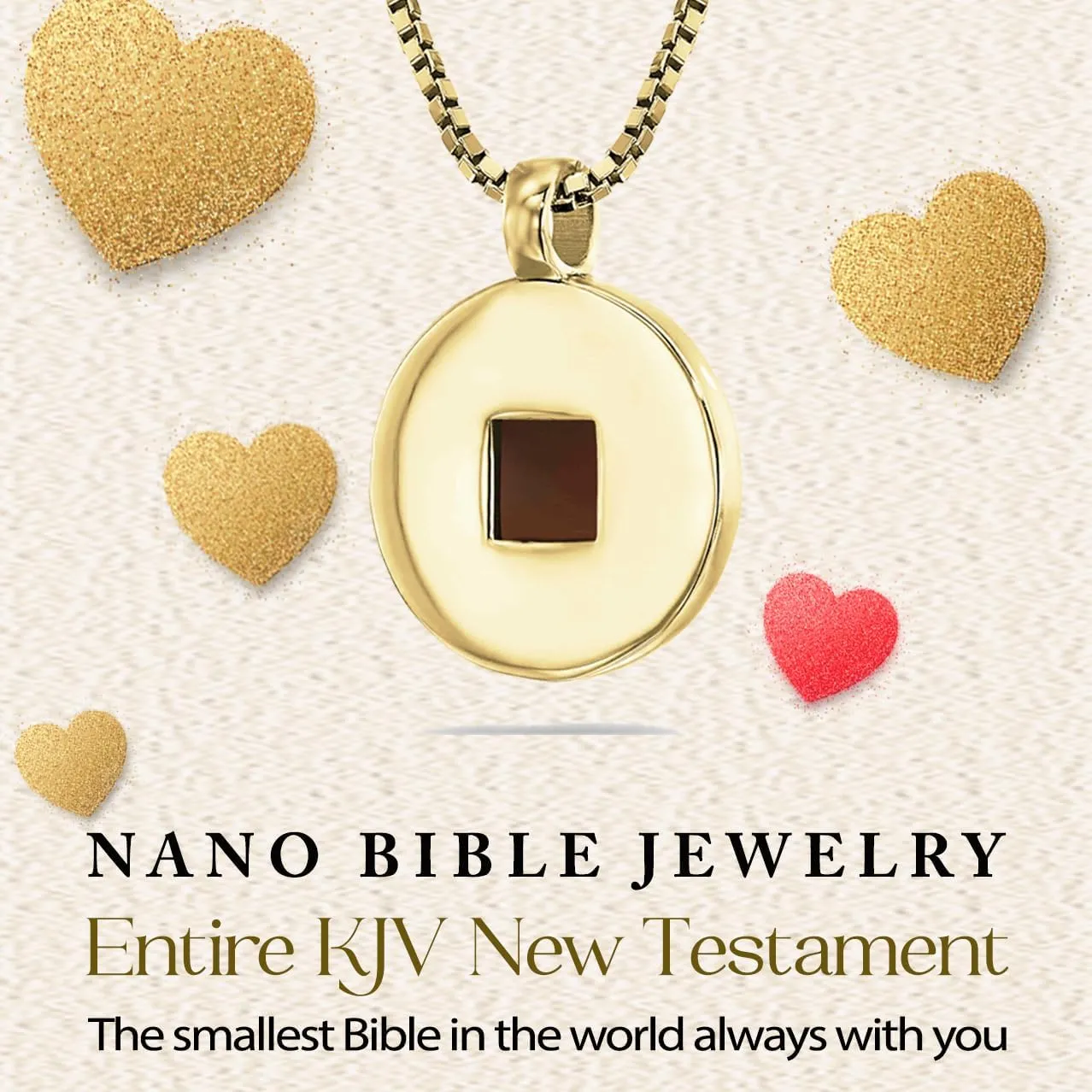 Christian Necklace with Smallest Nano Bible - on Stylish Round Pendant for Women with Entire KJV New Testament Holy Scriptures on 0.2" Microchip, Religious Jewelry for Her, 18" Box Chain