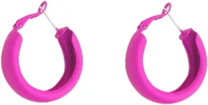 Chunky Large Matte Round Hoop Earrings for Women Girls 925 Sterling Silver Post Hypoallergenic 80s 90s Wide Huggie Hoops Fashion Dainty Classic Lightweight Y2K Jewelry Colorful Ornament Gifts 30mm