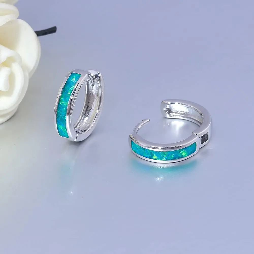 CiNily Huggie Earrings Opal Hinged Hoop Earrings Gold Plated Hypoallergenic Small Hoop Earrings for Women Teen Girls Men Sensitive Ears