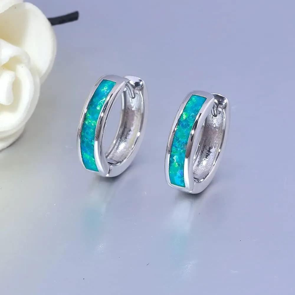 CiNily Huggie Earrings Opal Hinged Hoop Earrings Gold Plated Hypoallergenic Small Hoop Earrings for Women Teen Girls Men Sensitive Ears
